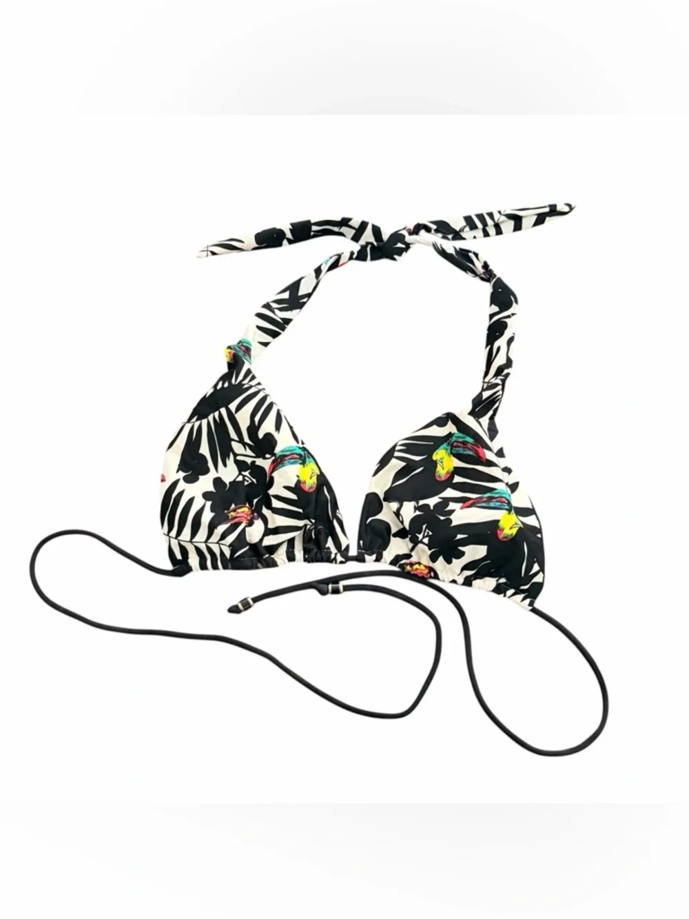 Shoshanna Black & White Tropical Print Triangle Bikini Top Size Small B/C Cup - Picture 1 of 3